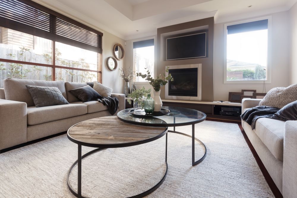 living room with neutral decor